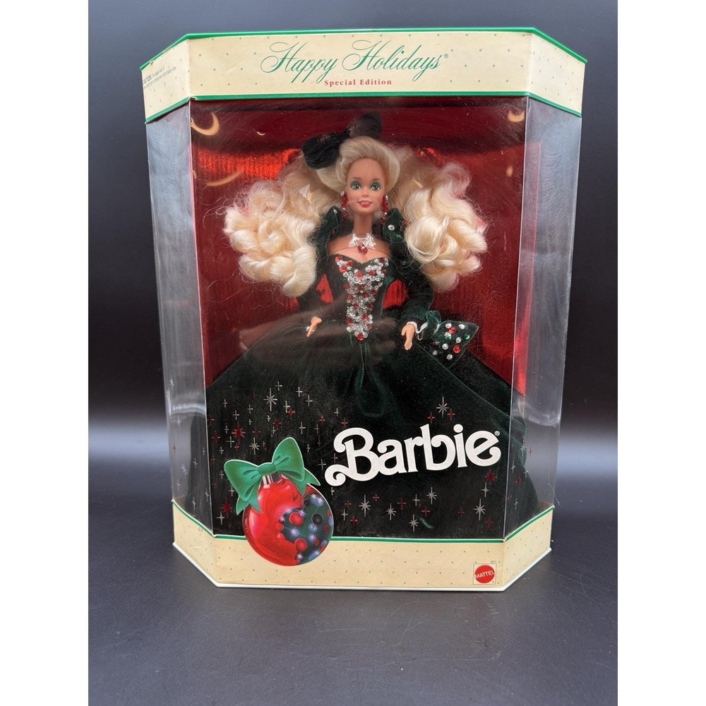 Vintage Holiday Special Edition Barbie Doll Mattel 1991 Green Velvet Dress NIB